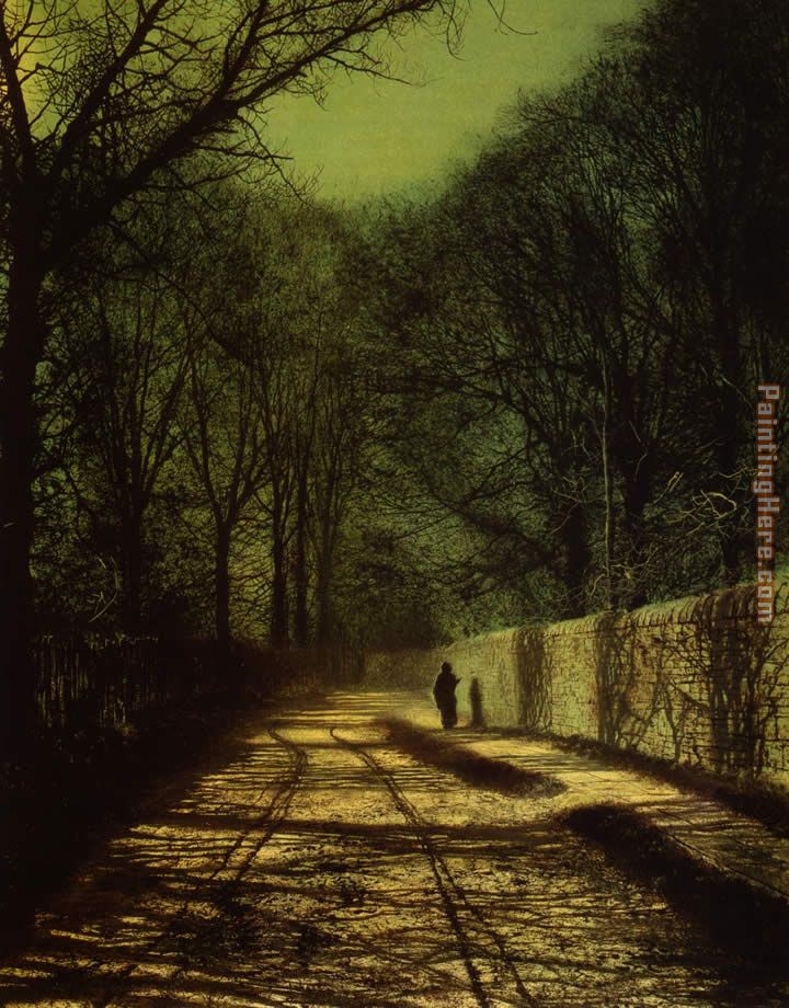 Tree Shadows on the Park Wall Roundhay Park Leeds painting - John Atkinson Grimshaw Tree Shadows on the Park Wall Roundhay Park Leeds art painting